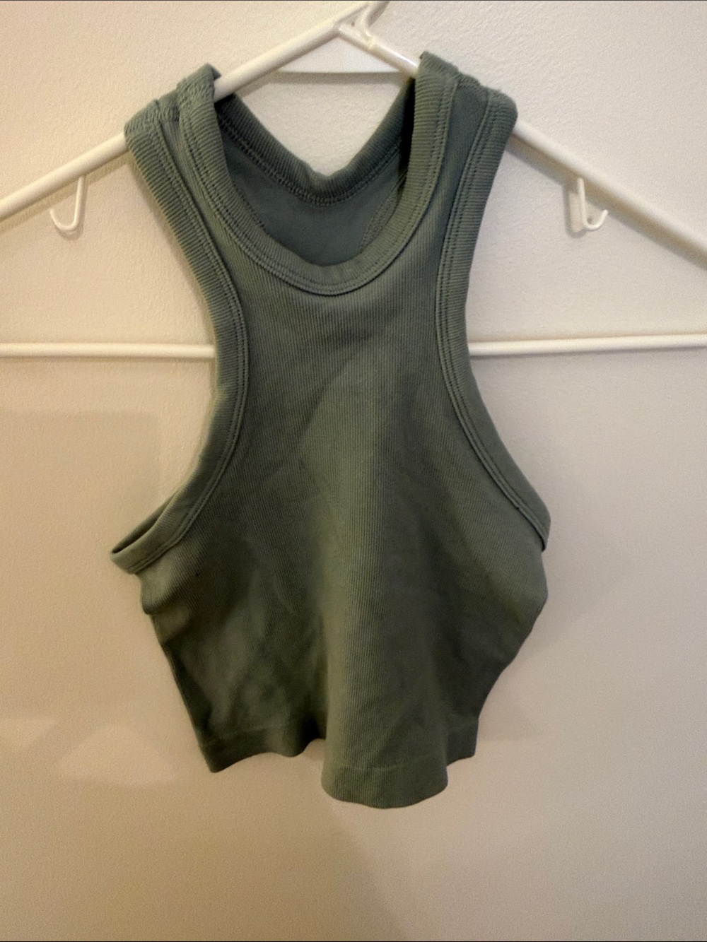 Free People Sage Green Ribbed Cropped Tank